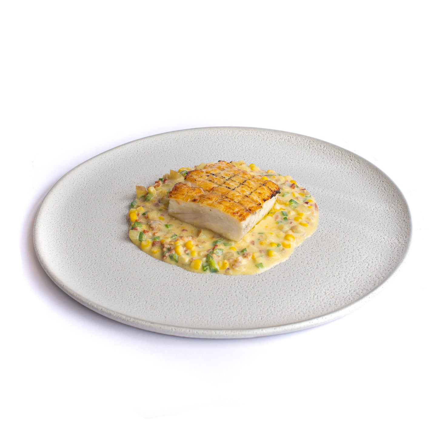 Flétan grillé, sauce chaudrée