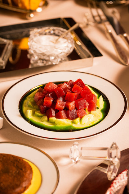 Tartare de thon et vinaigrette verte